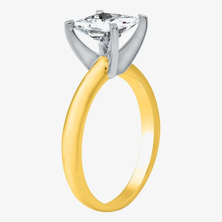 (G / SI2) Womens 2 CT. Lab-Grown White Diamond 14K Gold Princess-cut Solitaire Engagement Ring