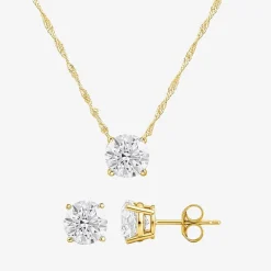 (G/Si1) Womens 3 CT. T.W. Lab Grown White Diamond 10K Gold Round 2-pc. Jewelry Set