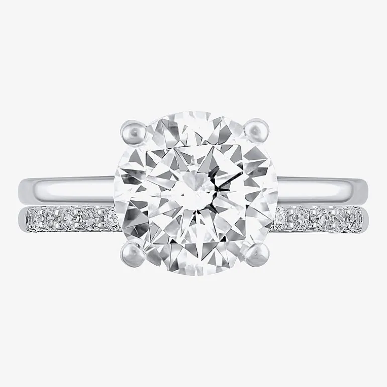 (G / Si2) Womens 3 1/3 Ct. T.W. Lab Grown White Diamond 14K Gold Round Solitaire Bridal Set