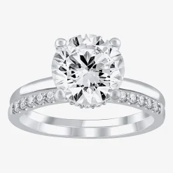(G / Si2) Womens 3 1/3 Ct. T.W. Lab Grown White Diamond 14K Gold Round Solitaire Bridal Set