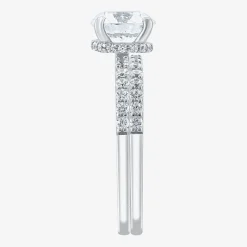 (G / Si2) Womens 2 CT. T.W. Lab Grown White Diamond 10K Gold Round Side Stone Bridal Set