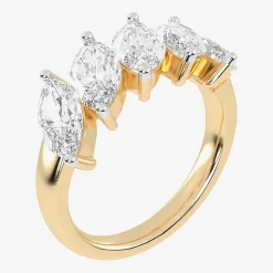 (G / Vs2-Si2) Womens 2 1/2 CT. T.W. Lab Grown White Diamond 14K Gold 5-Stone Anniversary Band