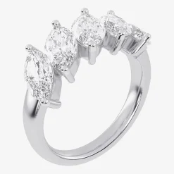(G / Vs2-Si2) Womens 2 1/2 CT. T.W. Lab Grown White Diamond 14K Gold 5-Stone Anniversary Band