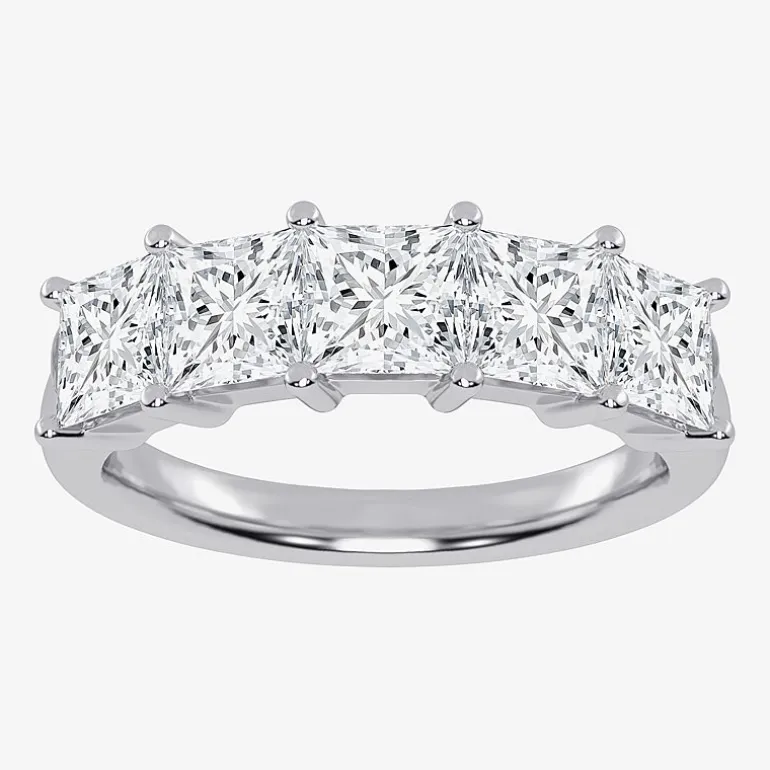 (G / Vs2-Si2) Womens 2 1/2 CT. T.W. Lab Grown White Diamond 14K Gold 5-Stone Anniversary Band