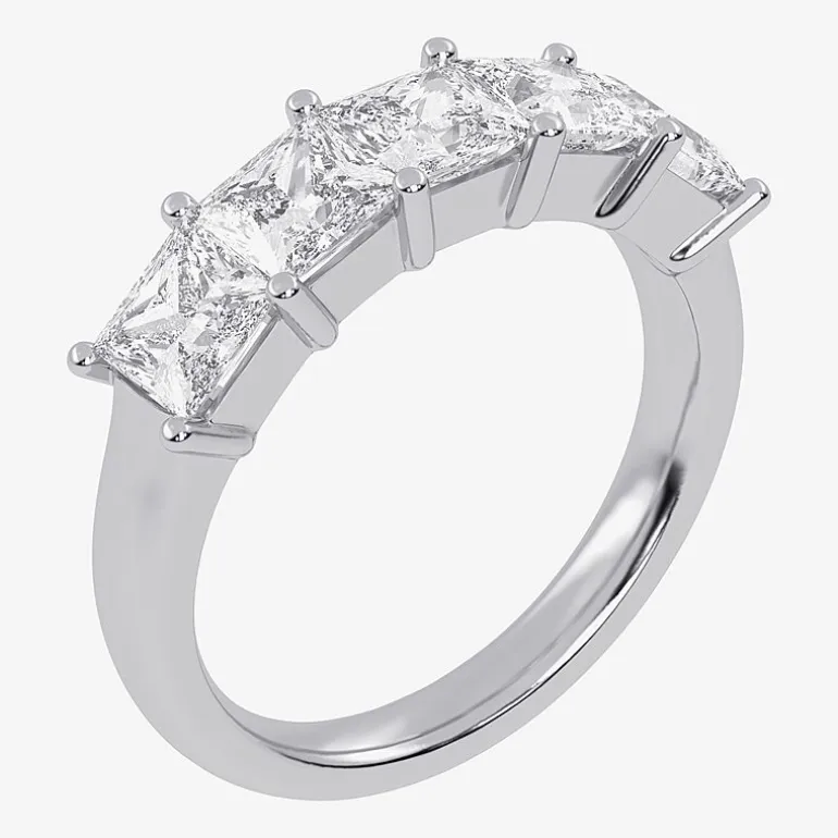 (G / Vs2-Si2) Womens 2 1/2 CT. T.W. Lab Grown White Diamond 14K Gold 5-Stone Anniversary Band