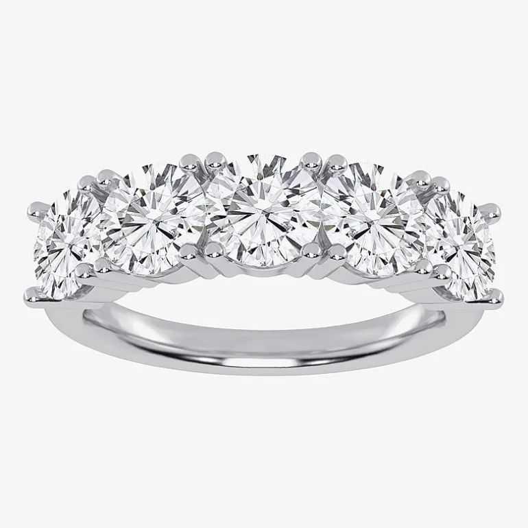 (G / Vs2-Si2) Womens 2 1/2 CT. T.W. Lab Grown White Diamond 14K Gold 5-Stone Anniversary Band