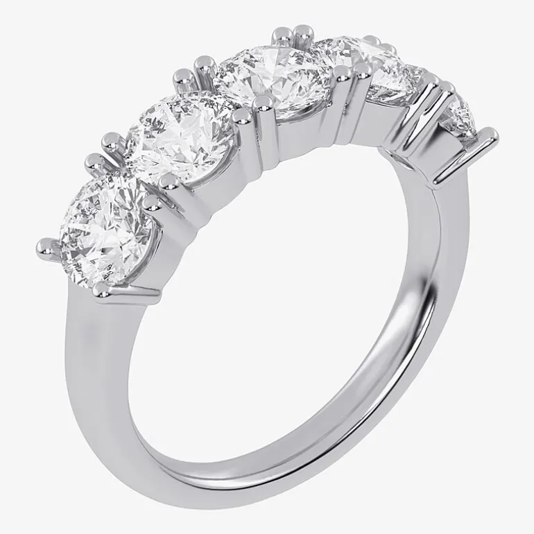 (G / Vs2-Si2) Womens 2 1/2 CT. T.W. Lab Grown White Diamond 14K Gold 5-Stone Anniversary Band