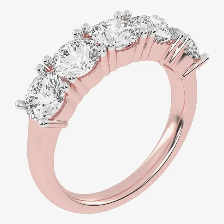 (G / Vs2-Si2) Womens 2 1/2 CT. T.W. Lab Grown White Diamond 14K Gold 5-Stone Anniversary Band