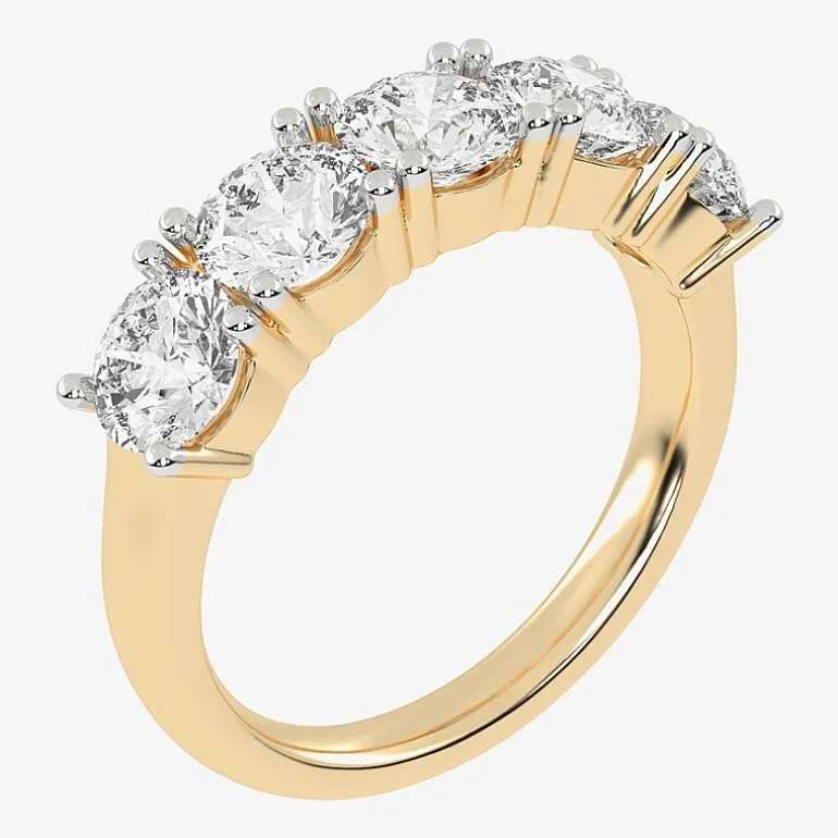 (G / Vs2-Si2) Womens 2 1/2 CT. T.W. Lab Grown White Diamond 14K Gold 5-Stone Anniversary Band