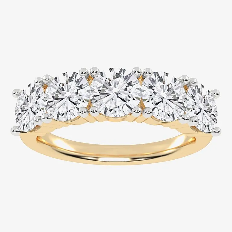 (G / Vs2-Si2) Womens 2 1/2 CT. T.W. Lab Grown White Diamond 14K Gold 5-Stone Anniversary Band