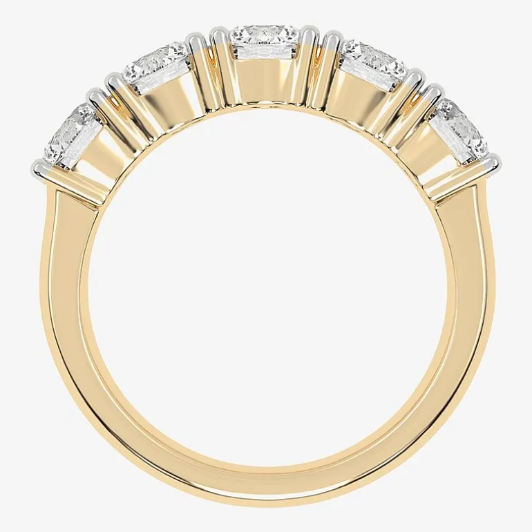 (G / Vs2-Si2) Womens 2 1/2 CT. T.W. Lab Grown White Diamond 14K Gold 5-Stone Anniversary Band