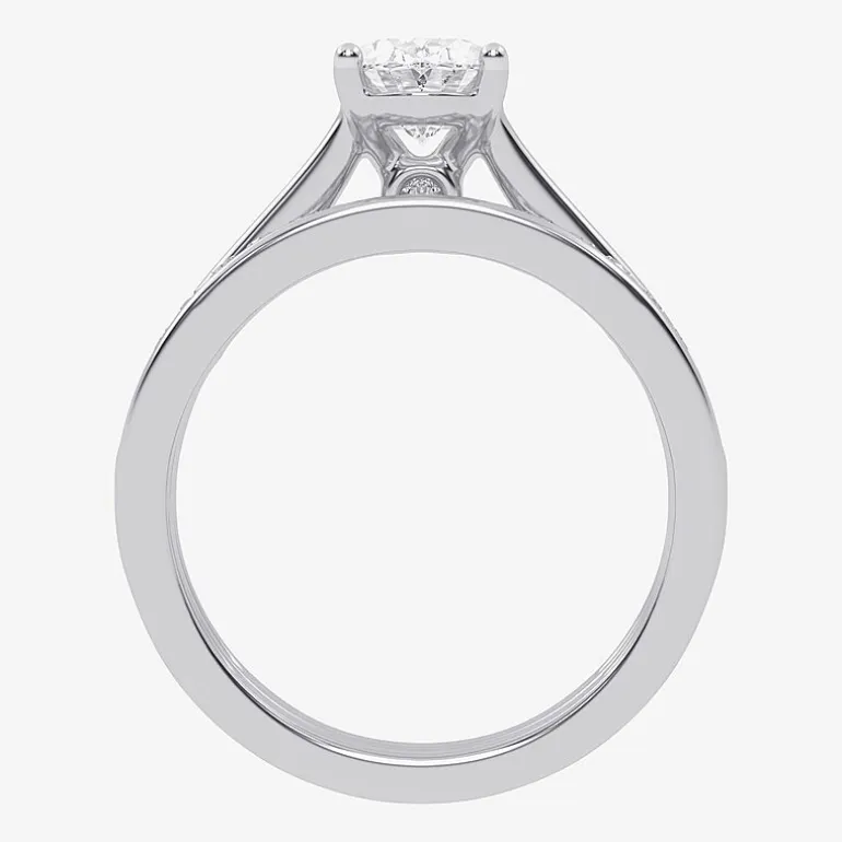 (G / Vs2-Si1) Womens 1 1/2 CT. T.W. Lab Grown White Diamond 10K Gold Oval Side Stone Bridal Set