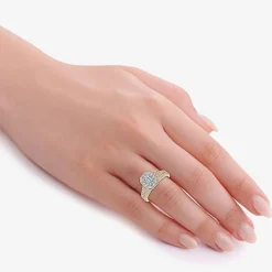 (G / Vs2-Si1) Womens 1 CT. T.W. Lab Grown White Diamond 10K Gold Side Stone Halo Bridal Set
