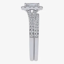 (G / Vs2-Si1) Womens 1 CT. T.W. Lab Grown White Diamond 10K Gold Side Stone Halo Bridal Set