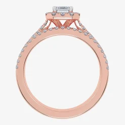 (G / Vs2-Si1) Womens 1 CT. T.W. Lab Grown White Diamond 10K Gold Side Stone Halo Bridal Set