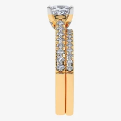 (G / Vs2-Si1) Womens 1 CT. T.W. Lab Grown White Diamond 10K Gold Rectangular Side Stone Halo Bridal Set