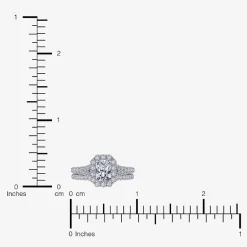(G / Vs2-Si1) Womens 1 CT. T.W. Lab Grown White Diamond 10K Gold Rectangular Side Stone Halo Bridal Set
