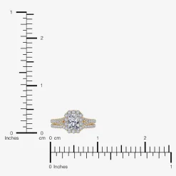(G / Vs2-Si1) Womens 1 CT. T.W. Lab Grown White Diamond 10K Gold Rectangular Side Stone Halo Bridal Set