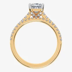 (G / Vs2-Si1) Womens 1 CT. T.W. Lab Grown White Diamond 10K Gold Rectangular Side Stone Halo Bridal Set