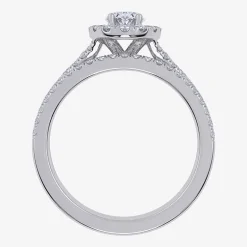(G / Vs2-Si1) Womens 1 CT. T.W. Lab Grown White Diamond 10K Gold Oval Side Stone Halo Bridal Set