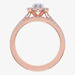 (G / Vs2-Si1) Womens 1 CT. T.W. Lab Grown White Diamond 10K Gold Oval Side Stone Halo Bridal Set