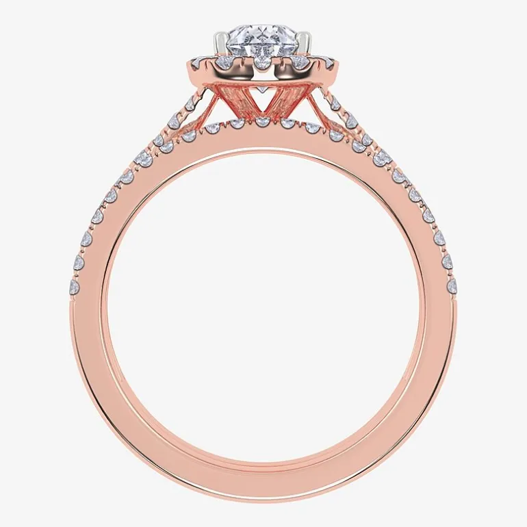 (G / Vs2-Si1) Womens 1 CT. T.W. Lab Grown White Diamond 10K Gold Pear Side Stone Halo Bridal Set