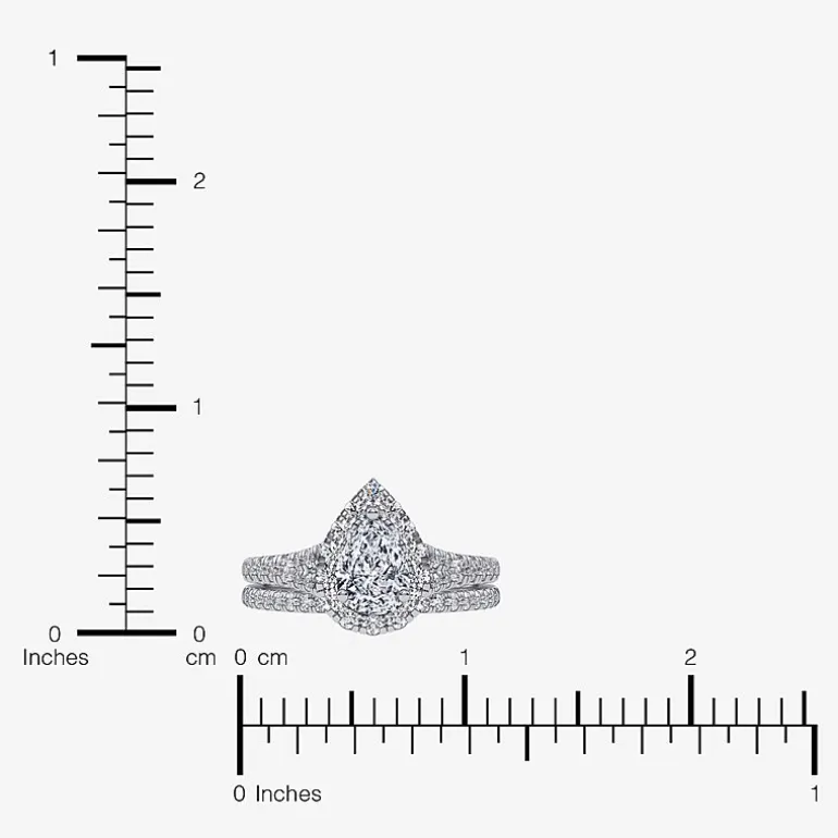 (G / Vs2-Si1) Womens 1 CT. T.W. Lab Grown White Diamond 10K Gold Pear Side Stone Halo Bridal Set