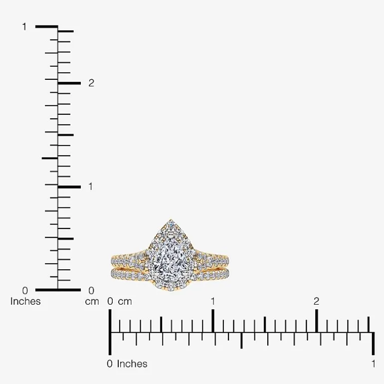 (G / Vs2-Si1) Womens 1 CT. T.W. Lab Grown White Diamond 10K Gold Pear Side Stone Halo Bridal Set