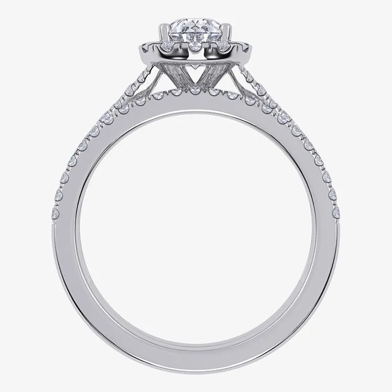 (G / Vs2-Si1) Womens 1 CT. T.W. Lab Grown White Diamond 10K Gold Pear Side Stone Halo Bridal Set