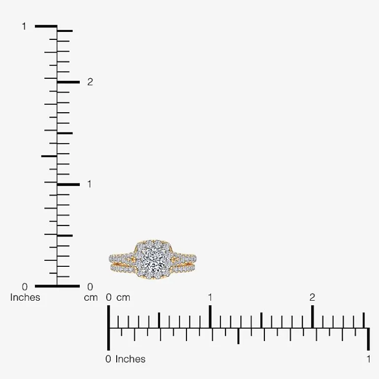 (G / Vs2-Si1) Womens 1 CT. T.W. Lab Grown White Diamond 10K Gold Cushion Side Stone Halo Bridal Set