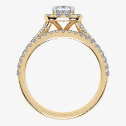 (G / Vs2-Si1) Womens 1 CT. T.W. Lab Grown White Diamond 10K Gold Cushion Side Stone Halo Bridal Set