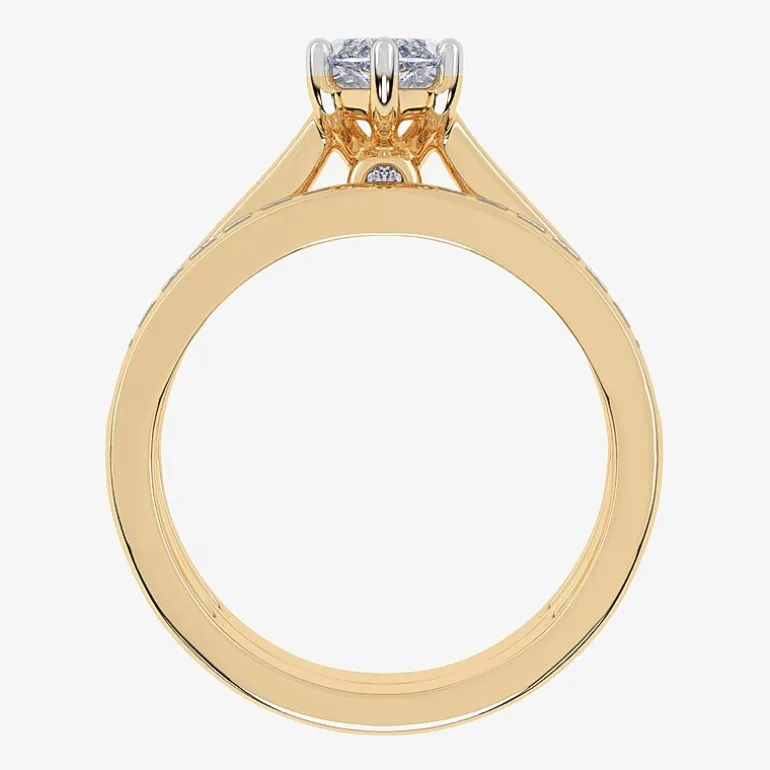 (G / Vs2-Si1) Womens 1 1/2 CT. T.W. Lab Grown White Diamond 10K Gold Marquise Side Stone Bridal Set