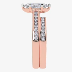 (G / Vs2-Si1) Womens 1 1/2 CT. T.W. Lab Grown White Diamond 10K Gold Marquise Side Stone Bridal Set