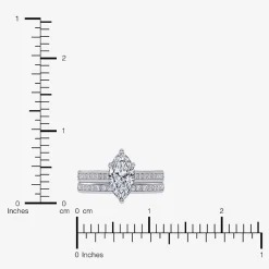 (G / Vs2-Si1) Womens 1 1/2 CT. T.W. Lab Grown White Diamond 10K Gold Marquise Side Stone Bridal Set