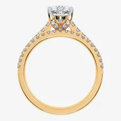 (G / Vs2-Si1) Womens 2 1/2 CT. T.W. Lab Grown White Diamond 10K Gold Oval Side Stone Bridal Set