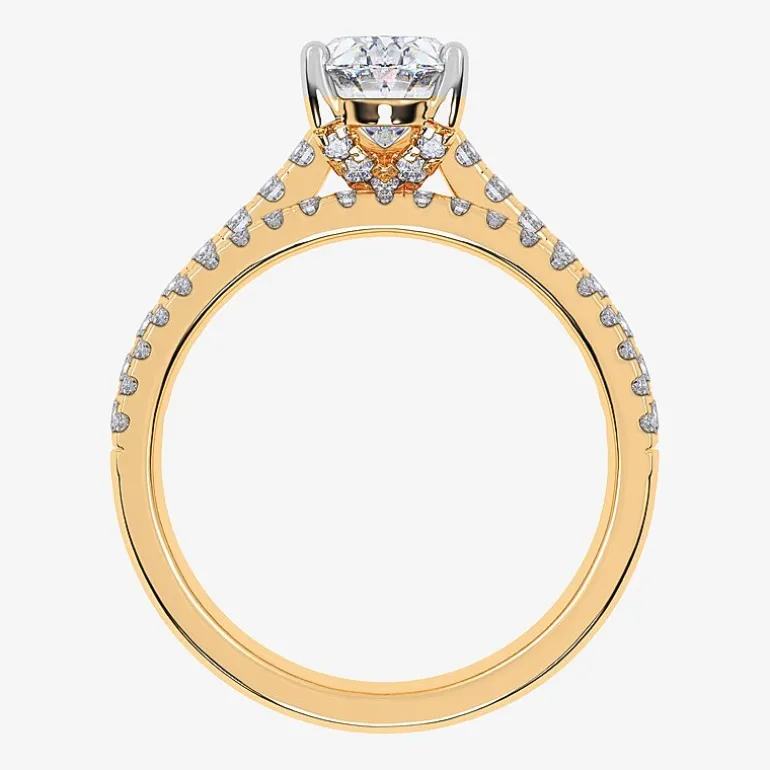 (G / Vs2-Si1) Womens 2 1/2 CT. T.W. Lab Grown White Diamond 10K Gold Oval Side Stone Bridal Set