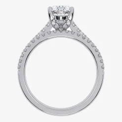 (G / Vs2-Si1) Womens 2 1/2 CT. T.W. Lab Grown White Diamond 10K Gold Oval Side Stone Bridal Set