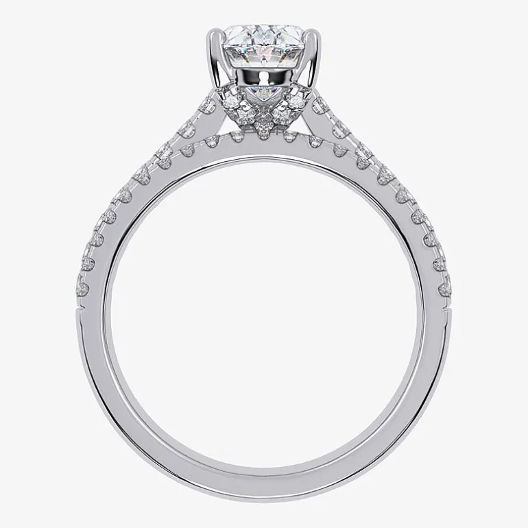 (G / Vs2-Si1) Womens 2 1/2 CT. T.W. Lab Grown White Diamond 10K Gold Oval Side Stone Bridal Set
