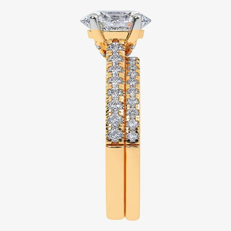 (G / Vs2-Si1) Womens 2 1/2 CT. T.W. Lab Grown White Diamond 10K Gold Oval Side Stone Bridal Set