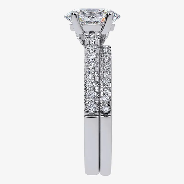 (G / Vs2-Si1) Womens 2 1/2 CT. T.W. Lab Grown White Diamond 10K Gold Oval Side Stone Bridal Set
