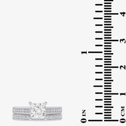 (G / Vs2-Si1) Womens 1 1/2 CT. T.W. Lab Grown White Diamond 10K Gold Side Stone Bridal Set