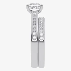 (G / Vs2-Si1) Womens 1 1/2 CT. T.W. Lab Grown White Diamond 10K Gold Side Stone Bridal Set