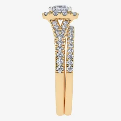 (G / Vs2-Si1) Womens 1 CT. T.W. Lab Grown White Diamond 10K Gold Side Stone Halo Bridal Set