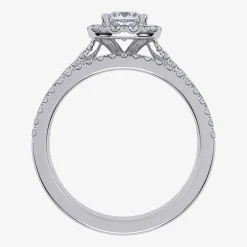 (G / Vs2-Si1) Womens 1 CT. T.W. Lab Grown White Diamond 10K Gold Side Stone Halo Bridal Set