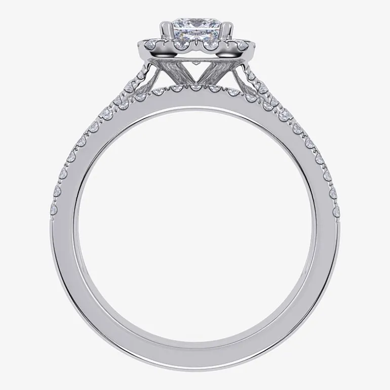 (G / Vs2-Si1) Womens 1 CT. T.W. Lab Grown White Diamond 10K Gold Side Stone Halo Bridal Set