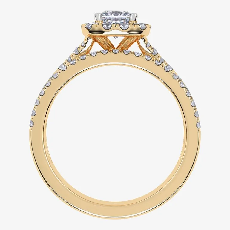(G / Vs2-Si1) Womens 1 CT. T.W. Lab Grown White Diamond 10K Gold Side Stone Halo Bridal Set