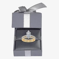 (G / Vs2-Si1) Womens 4 1/2 CT. T.W. Lab Grown White Diamond 10K Gold Marquise Side Stone Bridal Set