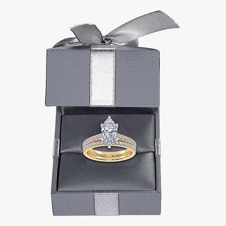 (G / Vs2-Si1) Womens 4 1/2 CT. T.W. Lab Grown White Diamond 10K Gold Marquise Side Stone Bridal Set