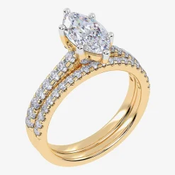 (G / Vs2-Si1) Womens 4 1/2 CT. T.W. Lab Grown White Diamond 10K Gold Marquise Side Stone Bridal Set
