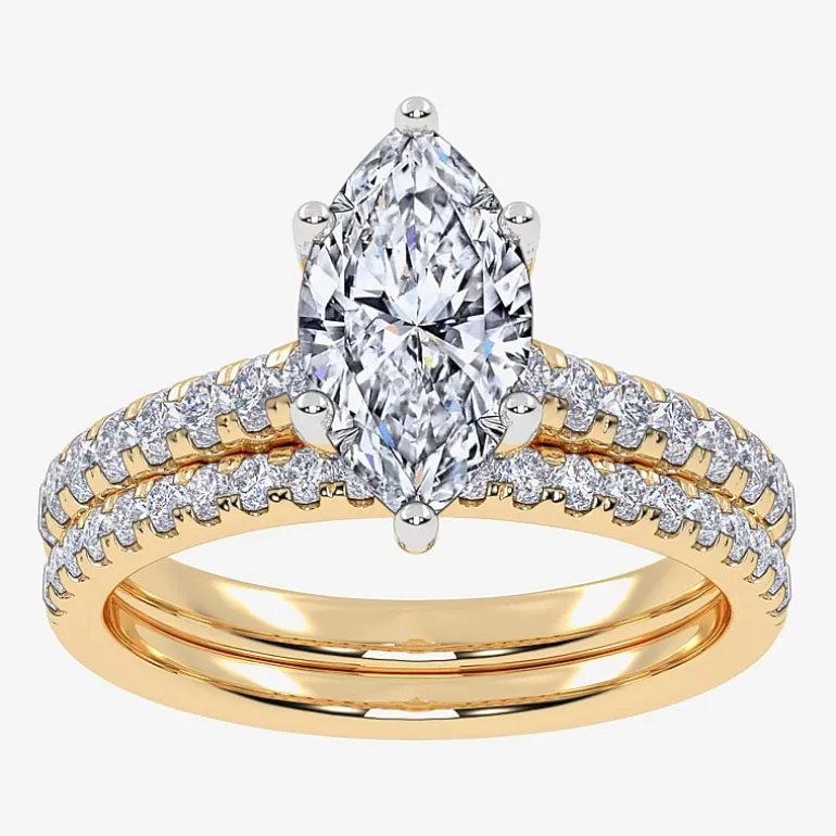 (G / Vs2-Si1) Womens 4 1/2 CT. T.W. Lab Grown White Diamond 10K Gold Marquise Side Stone Bridal Set